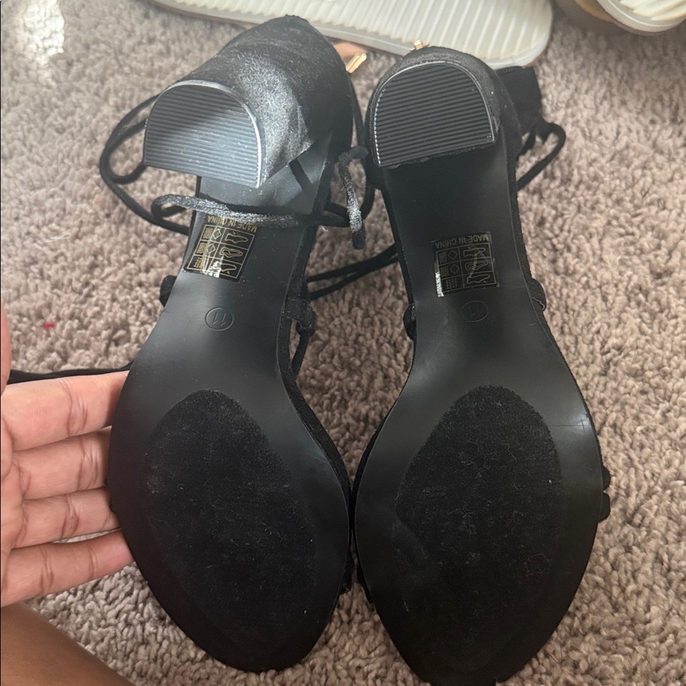 Fashion Nova Elegant Black Lace-Up Block Heels - Picture 3 of 3